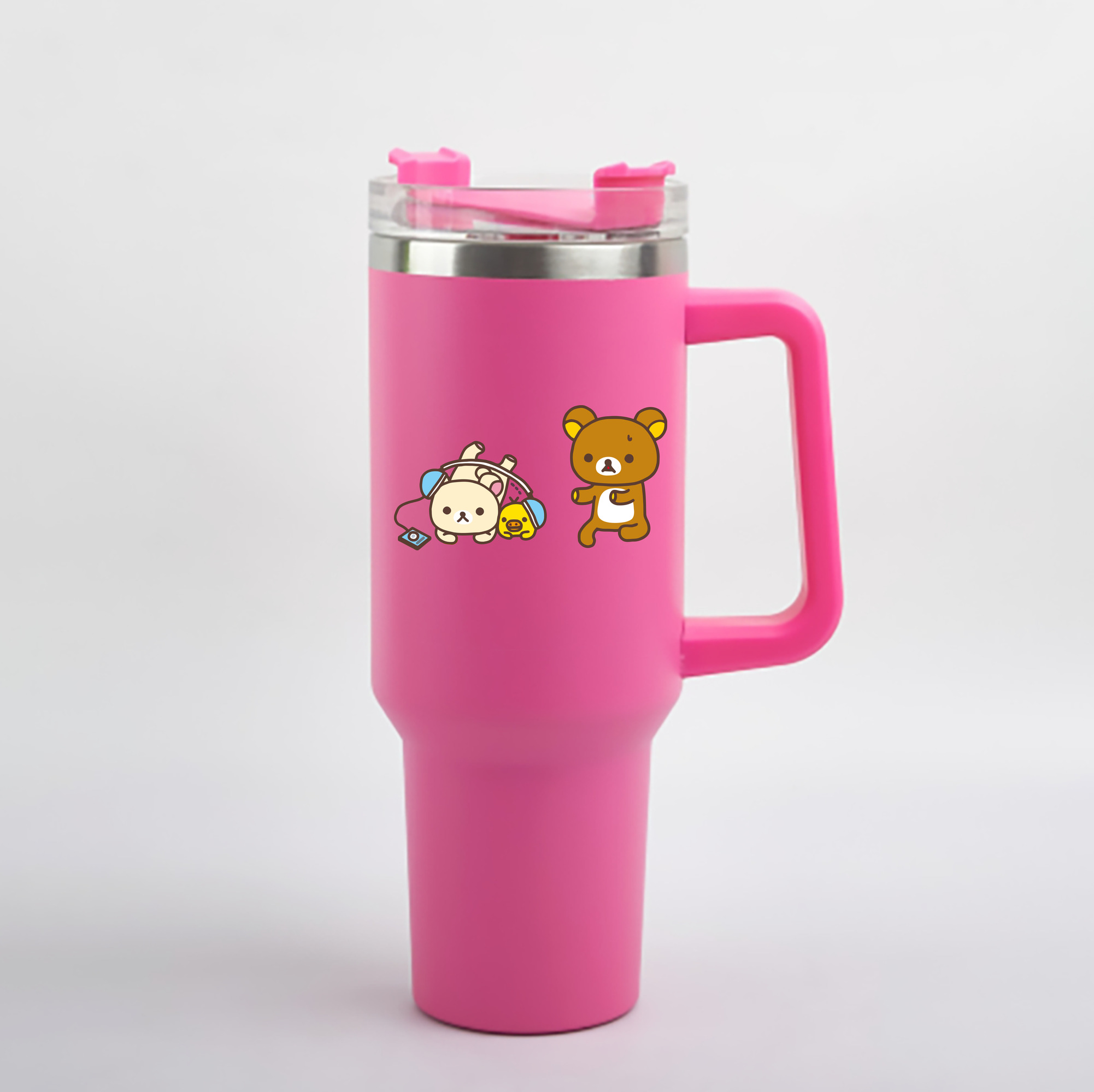 （画像用） リラックマ リラックマ キイロイトリ Rilakkuma Korilakkuma Kiiroitori 1200mL車用タンブラー - クリスタルステッカー（プラスチックストロー付き）